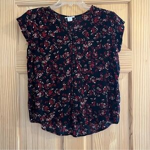 Liz‎ Claiborne Floral Print Button Down Red Black and Pink Size PL